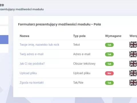 Strona z formularzem